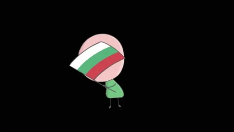 Hand drawn animation of a boy waving a flag of Bulgaria Stock Footage 143195093