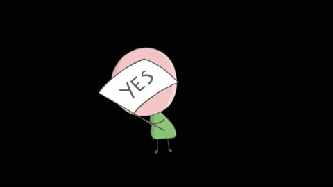 Hand drawn animation of a boy waving a flag with a word no Stock Footage 143345629