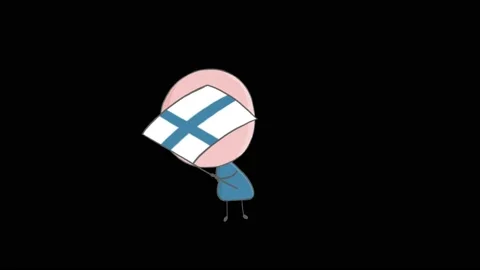 Hand drawn animation of a boy waving a flag of Finland Stock Footage 143418142