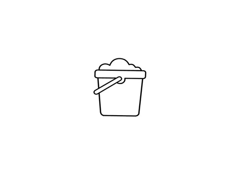 Hand-drawn animation, bucket filled with soap suds Stock Footage 332408678
