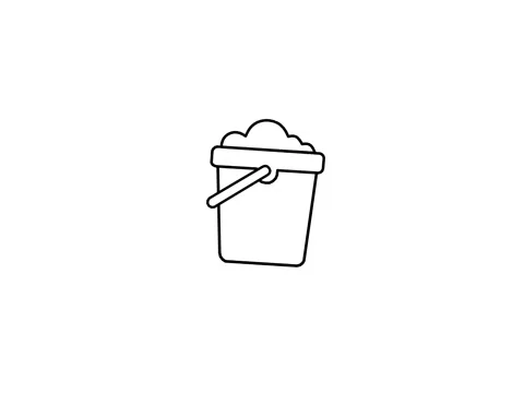 Hand-drawn animation, bucket filled with soap suds Stock Footage 332408716