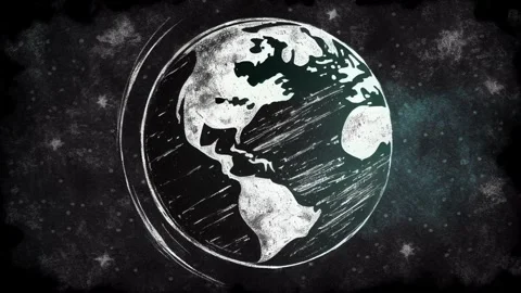 Hand drawn animation of earth in space. endless loop. 스톡 동영상 278973009