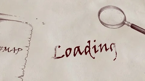 Hand-Drawn Animation of Map Loading with Magnifying Glass 库存影片 333911519