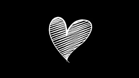 Hand drawn animation white line heart shape on black background. Stock Footage 343331388