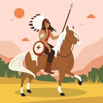 Hand drawn apache illustration Stock Illustration