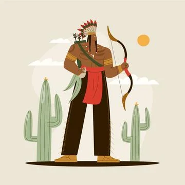 Hand drawn apache illustration Stock Illustration