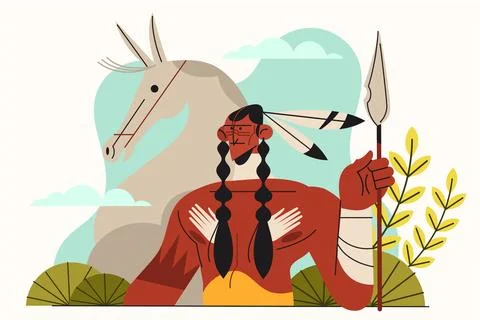 Hand drawn apache illustration 스톡 일러스트