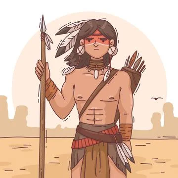Hand drawn apache illustration 스톡 일러스트