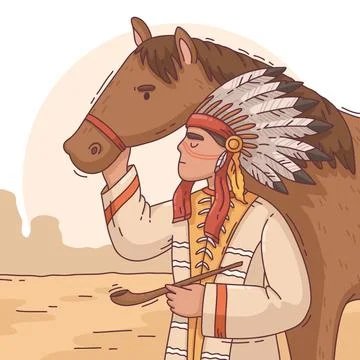 Hand drawn apache illustration 스톡 일러스트