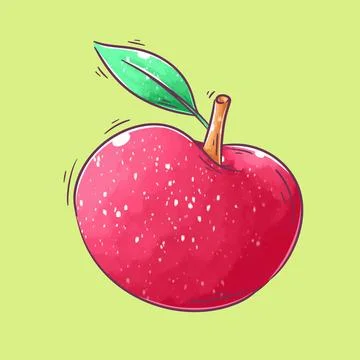Hand drawn apple cartoon vector Stock Illustration