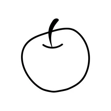 Hand drawn apple Doodle, simple outline illustration. Stock Illustration