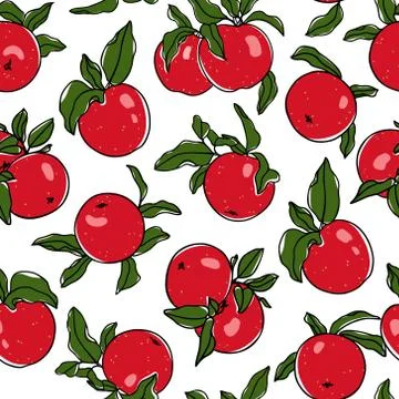 Hand drawn apple pattern Stock Illustration