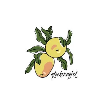 Hand drawn apple tree branch Stock Illustration