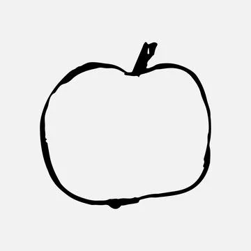 Hand drawn apple on a white isolated background. Stock Illustration
