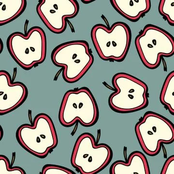 Hand drawn apples pattern Stock Illustration