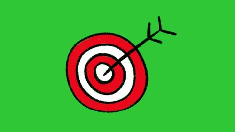 Hand-Drawn Archery Target Bullseye Animation on Green Screen | 2D Vector Goal  Vidéo 332614916