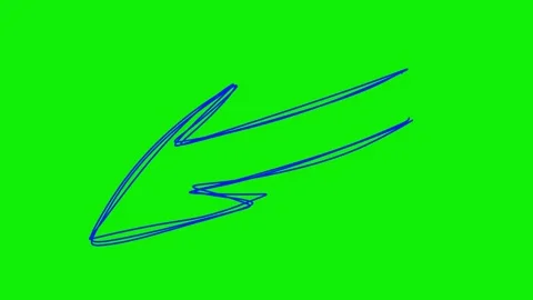 Hand drawn arrow animation green screen background. Scribble pointer chroma key Stock Footage 325799792