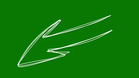 Hand drawn arrow animation green screen background. Scribble pointer chroma key Stock Footage 325799882