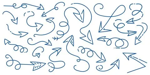 Hand Drawn Arrow Collection. Arrow Icon with Sketch Doodle Style Illustrazione stock