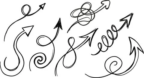 Hand Drawn Arrow Collection Doodle Style. Stock Illustration