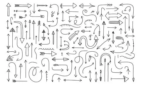 Hand Drawn Arrow Collection Vector Graphic Arrows in Different Styles Stock Illustration