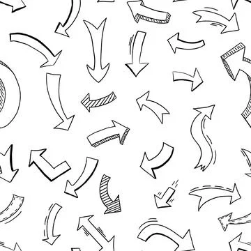 Hand drawn arrow doodle seamless pattern Stock Illustration