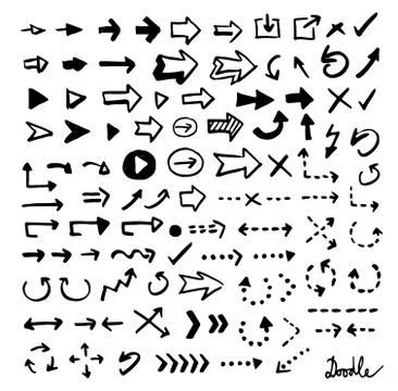 Hand Drawn Arrow Doodle Vector Set White Ground Stock Illustration