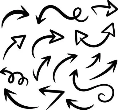 Hand Drawn Arrow Doodles Set – Sketchy Black Marker Arrows Stock Illustration