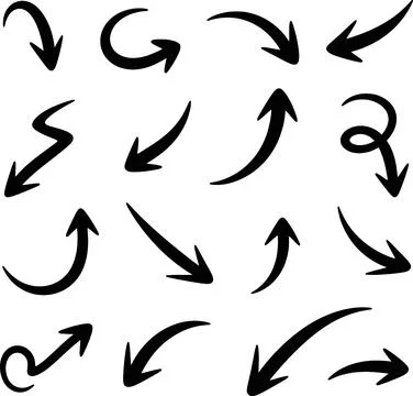 Hand Drawn Arrow Doodles Set – Sketchy Black Marker Arrows Stock Illustration