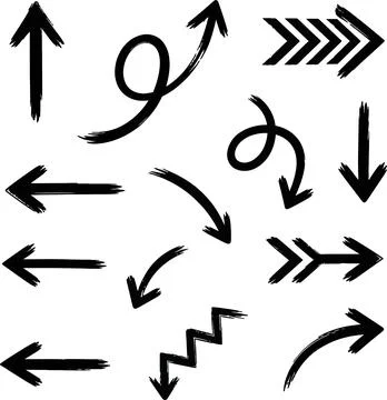 Hand Drawn Arrow Doodles Set – Sketchy Black Marker Arrows Stock Illustration