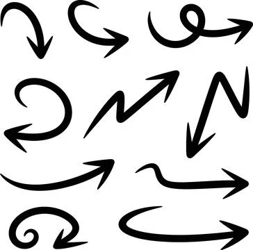 Hand Drawn Arrow Doodles Set – Sketchy Black Marker Arrows Stock Illustration