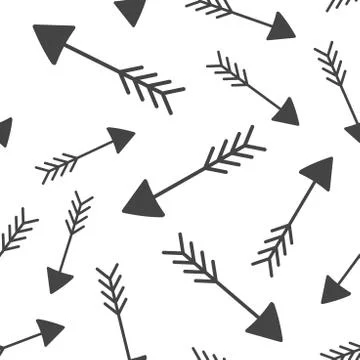 Hand drawn arrow icon seamless pattern background. Business flat vector illus 库存插图