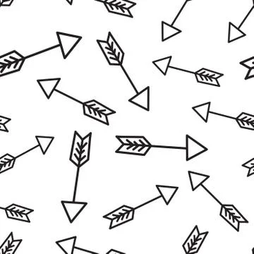 Hand drawn arrow icon seamless pattern background. Business flat vector illus Stock Illustration