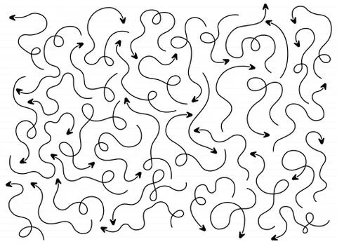 Hand drawn arrow line set vector illustration Stock Illustration