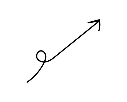 Hand drawn arrow line vector pointing upwards with a loop Stock Illustration
