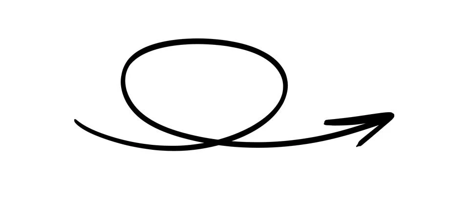 Hand drawn arrow loop with a clear direction forward on transparent Stock Illustration