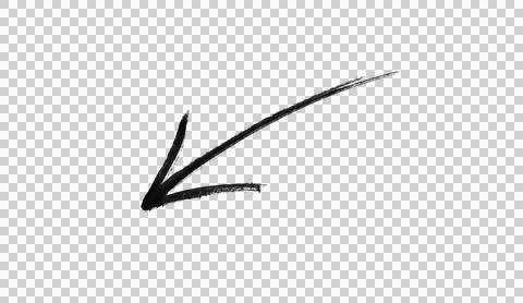 Hand-drawn arrow marker, brush stroke arrows on transparent background. Stock Illustration
