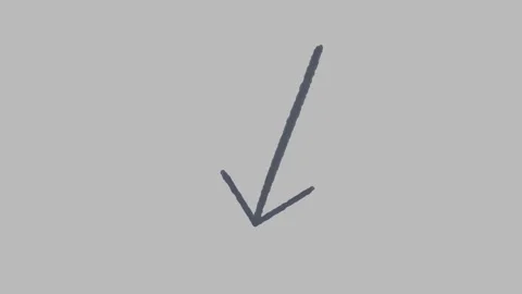 Hand drawn arrow pointing down and left in a sketchy style. 4K Stock Footage 345426882
