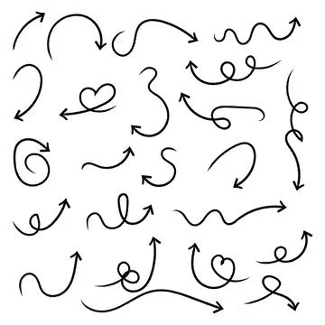 Hand drawn arrow set for creative design and business presentation guides Ilustración de archivo