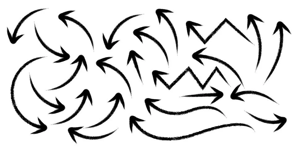 Hand-Drawn Arrow Set for Direction and Highlighting Stock Illustration