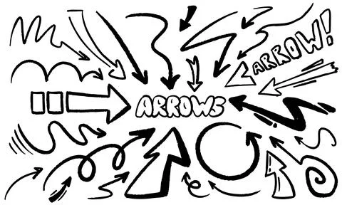Hand Drawn Arrow Set Doodle Arrows Collection Stock Illustration
