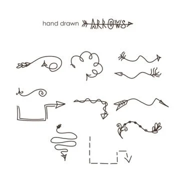 Hand drawn arrow set Stock Illustration