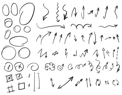 Hand drawn arrow set Stock Illustration