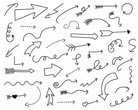 Hand drawn arrow set vector design Stock Illustration