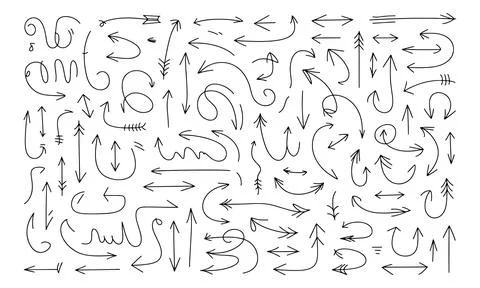 Hand drawn arrow set vector illustration design for creative projects Stock Illustration