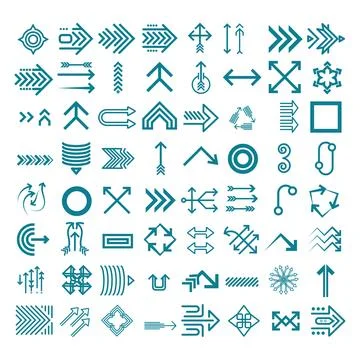 Hand drawn arrow. Vector arrows collection of various curve vertical and ho.. Stock Illustration