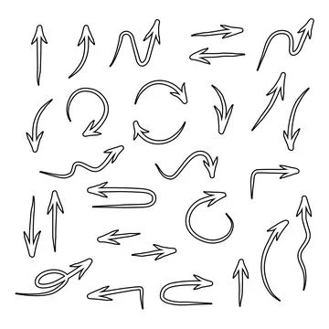 Hand drawn arrow vector icons set. sketch arrow design for business plan an.. Stock Illustration