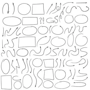 Hand drawn arrow vector icons set. Stock Illustration
