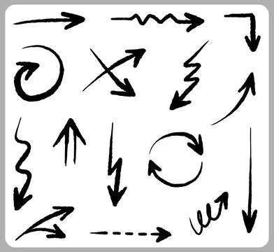 Hand drawn arrows. Abstract Doodle Arrows Thin Line Black イラスト素材