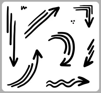 Hand drawn arrows. Abstract Doodle Arrows Thin Line Black Stock Illustration